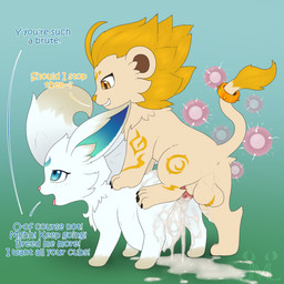 accessory animal_genitalia animal_penis animal_vulva big_penis big_tail blue_eyes bodily_fluids canine_genitalia canine_vulva claws cum cum_in_vagina cum_inflation cum_inside cum_on_leg cum_pooling dialogue duo excessive_cum excessive_genital_fluids feline_genitalia feline_penis female feral fur furgonomics genital_fluids genitals impregnation impregnation_request inflation jewelry leaking_cum male male/female multiple_ova neck_tuft orange_body orange_fur ovum penile_spines penis ring tail tail_accessory tail_jewelry tail_ring tuft white_body white_fur yellow_body yellow_eyes yellow_fur jm-luxro aniimo_(game) helion_(aniimo) lunara_(aniimo) aniimo_(species) canid canine felid fox lion mammal pantherine 1:1 hi_res
