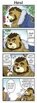 anthro beard bodily_fluids brown_body clothing crying duo eating facial_hair food fruit grey_body hat headgear headwear hug kemono male mature_male overweight overweight_male plant red_eyes sad tears text mtflying30371 bear mammal 2018 comic english_text hi_res