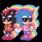 anthro beverage clothed clothing duo eyewear hand_holding male male/male shadow sunglasses super_gay chocolatechippi sega sonic_the_hedgehog_(series) shadow_the_hedgehog sonic_the_hedgehog eulipotyphlan hedgehog mammal 1:1 alpha_channel