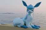 ambiguous_gender blue_body feral lake smile solo tail thick_thighs water wide_hips swoomy nintendo pokemon canid canine eeveelution generation_4_pokemon glaceon mammal pokemon_(species) 3d_(artwork) digital_media_(artwork) hi_res