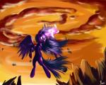 angry cloud cutie_mark feathered_wings feathers female feral fight flying fur hair horn magic multicolored_hair outside purple_body purple_eyes purple_feathers purple_fur rock sky solo wings nemo2d friendship_is_magic hasbro my_little_pony mythology twilight_sparkle_(mlp) equid equine mammal mythological_creature mythological_equine winged_unicorn 2014 5:4 digital_media_(artwork) digital_painting_(artwork) painting_(artwork)