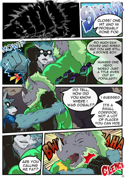 anthro antihero beard black_clothing black_gloves black_handwear block bodily_fluids bruised claws clothing dialogue duo electric electricity emanata facial_hair facial_horn fight fist gloves glowing glowing_eyes green_beard green_facial_hair green_hair green_mane hair handwear horn latex laugh laughing_at laughing_at_another lightning male male/male mane mask muscular nose_horn profanity punch slightly_chubby smashing smile smirk smoke spandex superhero superhero_costume surprised sweat text tight_clothing villainous samaraka menacing_(meme) avalon_(samaraka) cobalt_beast sonarceros canid canine canis mammal rhinoceros wolf absurd_res comic english_text hi_res meme multiple_scenes