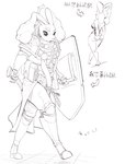 anthro armor big_breasts big_ears biped breasts clothed clothing cosplay crossover_cosplay directional_arrow eyebrows female fur holding_melee_weapon holding_object holding_shield holding_sword holding_weapon leotard melee_weapon mouth_closed pokemorph pupils shield side_boob simple_background skimpy solo sword text weapon white_background skeleton265 nintendo pokemon warhammer_(franchise) warhammer_40000 generation_4_pokemon lopunny pokemon_(species) crossover hi_res