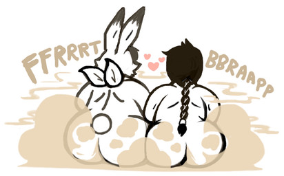 anthro black_hair braided_hair braided_ponytail brown_fart_cloud duo fart fart_cloud fart_fetish farting_at_viewer fur hair heart_symbol male onomatopoeia ponytail romantic romantic_couple scarf slightly_chubby slightly_chubby_male smelly sound_effects stink_fumes text white_body white_fur white_skin sacredsun519 sunnyandsol_(character) human mammal