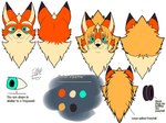 accessory anthro fur fur_markings hair hair_accessory long_hair male markings solo text iaian_luxo_fox luxo_(iaian_luxo_fox) canid canine fox mammal 4:3 english_text headshot_portrait hi_res model_sheet portrait