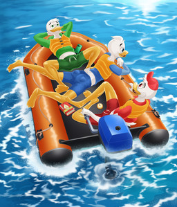 aged_up anthro beak boat book bottomwear cellphone clothed clothing compass electronics feathers feet fingers group hands_behind_head hat headgear headwear hoodie life_jacket lying male on_back on_front open_beak open_mouth outside phone shirt shorts sitting smartphone smile spread_legs spreading tail tail_feathers topwear trio vehicle water watercraft dal101strefan disney ducktales ducktales_(2017) dewey_duck huey_duck louie_duck anatid anseriform avian bird duck digital_media_(artwork) hi_res brother_(lore) brothers_(lore) sibling_(lore) triplets_(lore)