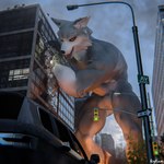 anthro building building_destruction city city_destruction destruction dominant evil_grin fire genitals macro male muscular muscular_anthro muscular_male penis punch rampage smile smoke solo tongue tongue_out violence bigkami mythology wolf_(petruz) canid canine canis mammal mythological_canine mythological_creature were werecanid werecanine werewolf wolf 1:1 2024 3d_(artwork) blender_(artwork) digital_media_(artwork) hi_res