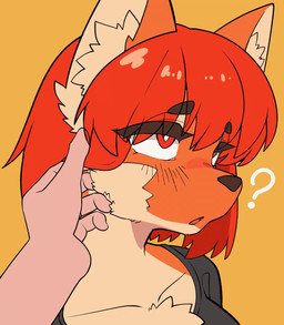 anthro anthro_focus blush breasts cheek_tuft chest_tuft clothed clothed_anthro clothed_female clothing disembodied_hand duo ear_twitch facial_tuft female female_anthro female_focus fur hair kemono open_mouth petting question_mark short_hair snout solo_focus tuft yellowparrottw lang_(yellowparrottw) canid canine human mammal maned_wolf 2025 2d_animation animated digital_media_(artwork) frame_by_frame hi_res loop no_sound short_playtime webm