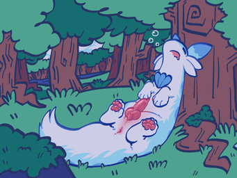 animal_genitalia animal_penis anus belly bodily_fluids canine_genitalia canine_penis drooling feral forest genitals knot knotted_penis male outside pawpads penis plant saliva sleeping solo tree youtubepoopbirthday palworld pocketpair chillet pal_(species) 4:3 hi_res
