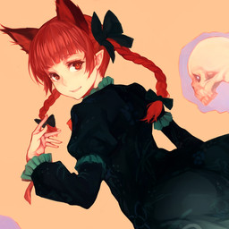 4_ears accessory alternative_fashion black_clothing black_dress bone bow_ribbon braided_hair clothing dress dutch_angle female goth gothic_lolita hair hair_accessory hair_bow hair_ribbon humanoid_pointy_ears j-fashion juliet_sleeves lolita_(fashion) long_sleeves looking_at_viewer multi_ear open_mouth open_smile pigtails pointy_and_animal_ears pointy_ears red_ears red_hair ribbons simple_background skull smile solo twin_braids twintails_(hairstyle) solidstatesurvivor touhou rin_kaenbyou animal_humanoid cat_humanoid felid felid_humanoid feline feline_humanoid humanoid mammal mammal_humanoid 1:1 hi_res