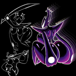 anthro antlers armor big_breasts big_butt breast_squish breasts butt butt_grab claws curvy_figure featureless_breasts female floating glowing hand_on_butt hand_on_hip horn melee_weapon presenting simple_background smile solo squish sword thick_thighs umbraphilia weapon dhalek deltarune undertale_(series) roaring_knight deer humanoid mammal shadow_creature 1:1 absurd_res hi_res sketch