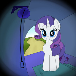 bell blue_eyes eyelashes female feral front_view hair hooves horn mouth_closed pupils purple_hair quadruped ringing_bell smile tail white_body vomitvomiting doorbell_chud friendship_is_magic hasbro my_little_pony mythology rarity_(mlp) equid equine mammal mythological_creature mythological_equine unicorn 1:1 animated hi_res