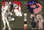anthro big_ears breasts ears_down featureless_breasts featureless_crotch female fur grey_body grey_fur hair happy horn long_ears long_hair looking_at_viewer looking_pleasured muzzle_(object) pivoted_ears red_hair simple_background smile solo tail white_body white_fur shyryp shyryp_(character) canid canine hybrid mammal absurd_res digital_media_(artwork) hi_res model_sheet