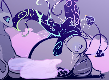2_penises 2_tails 4_ears animal_genitalia animal_penis anthro areola belly big_belly big_breasts big_penis black_sclera blush bodily_fluids breasts condom condom_pile cum cum_inflation cum_inside dominant dominant_male ear_tuft face_fucking female filled_condom fur fur_markings genital_fluids genitals hand_on_hip hand_on_own_hip hemipenes huge_belly huge_breasts hyper hyper_belly hyper_breasts hyper_condom inflation irrumatio kneeling lactating looking_at_another male male/female markings multi_ear multi_genitalia multi_penis multi_tail oral penile penis penis_in_mouth plap sex sexual_barrier_device sitting_on_breasts smile spade_tail spread_legs spreading submissive submissive_female tail tapering_penis tendrils thick_tail thick_thighs tuft wearing_condom womb_tattoo conditional_dnp lodi_(artist) pepper_(snoodle) avali goo_creature hybrid imp lizard reptile scalie hi_res restricted_palette