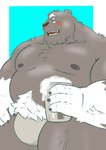 anthro belly big_belly blush bulge clothing humanoid_hands kemono male overweight overweight_male scar simple_background solo underwear morino8484 bear mammal 2024 hi_res