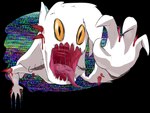alpha_channel blood bodily_fluids body_horror claws drooling drooling_tongue ear_piercing ear_ring female finger_claws gaping_mouth ghost hi_res hitsuji humanoid long_tongue open_mouth piercing reaching_towards_viewer riley_(hitsuji) ring_piercing saliva solo spikes spirit static tongue