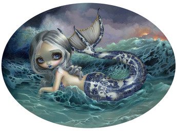blue_lips bra_(anatomy) breasts detailed_background eyebrows female fin fish_tail hair legless lips long_hair looking_at_viewer mermaid_tail solo split_form tail tail_fin thick_lips water jasmine_becket-griffith humanoid humanoid_merfolk mammal marine merfolk 2018 dated formal_art painting_(artwork) traditional_media_(artwork) traditional_painting_(artwork)