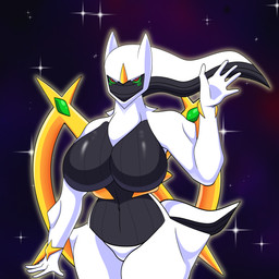 anthro anthrofied big_breasts breasts cosmic_background featureless_breasts female looking_at_viewer nude nude_female pokemorph red_eyes solo space space_background white_body zeta_wolfer nintendo pokemon arceus generation_4_pokemon legendary_pokemon pokemon_(species) 1:1 absurd_res hi_res