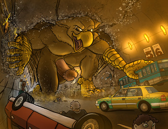 4_toes abs anthro balls beak biceps biped bodily_fluids brown_body brown_fur claws destruction erection extreme_size_difference feathered_wings feathers feet finger_claws fingers fur genital_fluids genitals humanoid_genitalia humanoid_penis looking_at_viewer macro macro_anthro macro_male male muscular muscular_anthro muscular_male nude open_mouth paws pecs penile penis precum rampage size_difference smile solo tail toe_claws toes tunnel vehicle vehicle_destruction wings tyrnn mythology carpo avian gryphon mythological_avian mythological_creature hi_res