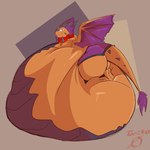 anthro back_rolls belly big_belly clothing fat_rolls hair huge_belly hyper hyper_belly male obese obese_anthro obese_male orange_body overweight overweight_anthro overweight_male purple_clothing purple_hair purple_underwear solo tail underwear wings terito activision mythology spyro_reignited_trilogy spyro_the_dragon rescued_dragons_(spyro) titan_(spyro) dragon mythological_creature mythological_scalie scalie 1:1 absurd_res hi_res