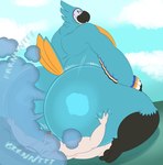 anthro beak big_butt black_beak blue_body blue_fart blue_fart_cloud blue_feathers bubble_butt butt butt_focus butt_grab duo facesitting fart fart_cloud fart_fetish farting_on_face feathers fur hand_on_butt huge_butt hyper hyper_butt male male/male male_farting onomatopoeia overweight overweight_anthro overweight_male sitting_on_another size_difference smile sound_effects tail tail_feathers text unusual_fart white_body white_fur megacoolbear_(artist) breath_of_the_wild nintendo the_legend_of_zelda kass_(tloz) avian bird canid canine mammal rito hi_res