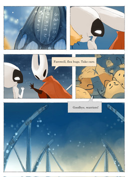 antennae_(anatomy) anthro biped black_body black_eyes cloak clothing detailed_background dialogue duo_focus empty_eyes female female_anthro female_humanoid fluffy fur gesture goodbye group hornet's_needle mouthless open_:3 red_cloak red_clothing signpost speech_bubble talking_to_another tan_body tan_fur text waving waving_goodbye white_body white_eyes darkdog hollow_knight:_silksong hollow_knight_(franchise) team_cherry hornet_(hollow_knight) huge_flea_(hollow_knight:_silksong) lace_(hollow_knight:_silksong) mooshka_(hollow_knight:_silksong) seth_(hollow_knight:_silksong) vog_(hollow_knight:_silksong) arthropod flea_(hollow_knight:_silksong) humanoid 2025 comic digital_drawing_(artwork) digital_media_(artwork) english_text hi_res