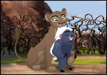 balls black_border bodily_fluids border cum duo erection female feral genital_fluids genitals interspecies male penis kaion disney the_lion_guard the_lion_king bunga shabaha_(the_lion_guard) badger felid honey_badger lion mammal mustelid musteline pantherine hi_res
