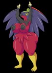 absurd_res alpha_channel anthro areola arms_above_head avian big_breasts big_butt black_areola black_nipples breasts butt female generation_6_pokemon hawlucha hi_res multicolored_body nintendo nipples nude pokemon pokemon_(species) shiny_pokemon simple_background smile solo thegeckoninja thick_thighs transparent_background wide_hips wings yellow_eyes