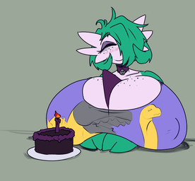 anthro big_breasts blush blush_lines breast_rest breasts cake candle choker clothing dessert eyelashes eyes_closed female food freckles green_body hair hair_over_eye hands_on_table huge_breasts hyper hyper_breasts jewelry lit_candle multicolored_body necklace nipple_outline print_clothing print_shirt print_t-shirt print_topwear purple_clothing purple_shirt purple_topwear shirt smile solo t-shirt topwear white_body imric1251 hasbro nintendo pokemon takara_tomy transformers grimlock slag_(dinobot) sludge_(dinobot) gardevoir generation_3_pokemon pokemon_(species) trans_(lore) trans_woman_(lore)