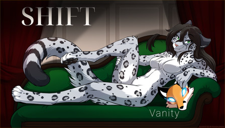 4_toes animal_mask anthro biped breasts cast_shadow casual_nudity chest_tuft claws cute_fangs digitigrade eyebrow_through_hair eyebrows fainting_couch fangs featureless_breasts feet female female_anthro fingers fox_mask fur furniture hair holding_mask holding_object looking_at_viewer lounging lying markings mask medium_breasts navel nude nude_anthro nude_female on_back on_sofa one_leg_up pawpads pose raised_leg shadow smile smirk sofa solo spots spotted_body spotted_fur spotted_markings spotted_tail striped_markings striped_tail stripes tail tail_markings teeth toe_claws toes translucent translucent_hair tuft conditional_dnp tom_fischbach twokinds vanity_(twokinds) felid keidran mammal pantherine snow_leopard 2026 7:4 absurd_res colored digital_drawing_(artwork) digital_media_(artwork) hi_res pinup shaded