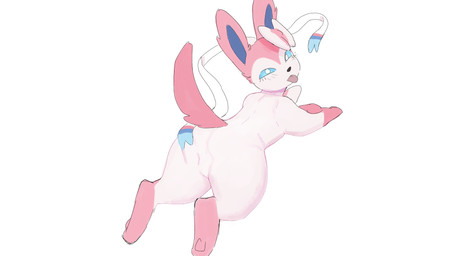 anthro anthrofied blue_sclera butt butt_grab butt_squish featureless_crotch female hand_on_butt null pokemorph rear_view solo spread_butt spreading squish tongue tongue_out goonie-san nintendo pokemon eeveelution generation_6_pokemon pokemon_(species) sylveon absurd_res hi_res