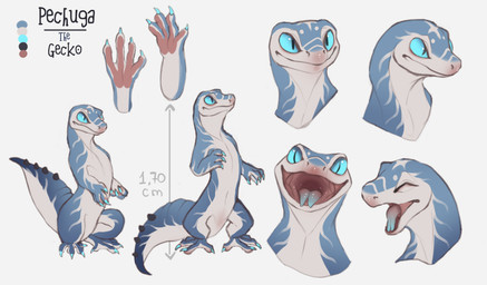 feral looking_at_viewer male multiple_angles semi-anthro solo sprawling_gait tail tongue naughty_derg ivory_(naughty_derg) gecko lizard reptile scalie absurd_res digital_media_(artwork) hi_res model_sheet