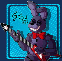 anthro electric_guitar fingers guitar holding_object long_ears machine male musical_instrument plucked_string_instrument purple_body purple_inner_ear ribbons smile solo standing string_instrument teeth amanddica five_nights_at_freddy's scottgames bonnie_(fnaf) animatronic lagomorph leporid mammal rabbit robot 2019 absurd_res alpha_channel hi_res