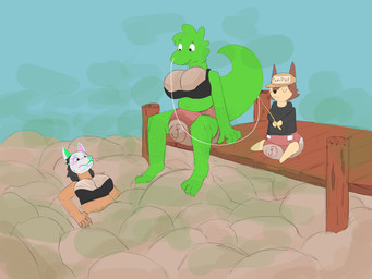 animal_mask anthro balled_up_diaper black_hair body_hair bra clothing diaper diaper_boobs disgusted_face docks eyes_closed facewear fake_breasts feces fish_bait fishing_line fishing_rod fox_mask fur green_body green_fur group hair hat headgear headwear hoodie larger_sub looking_down looking_down_at_partner looking_up_at_partner male male/male mask messy_hair pooping print_diaper red_body red_diaper red_fur simple_background size_difference slightly_chubby soiled_diaper soiling stink_cloud stink_fumes string submissive tan_body tan_fur text text_on_clothing text_on_hat text_on_headwear topwear trio two_subs_one_dom unclean_diaper underwear used_diaper worried_face worried_look vexxydragon webfishing jeremiah_(jeremiahs) remy_(jeremiahs) canid canine fox human mammal squirmle 4:3 absurd_res hi_res