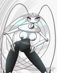 antennae_(anatomy) anthro areola breasts claws eyelashes eyeshadow female genitals hand_on_hip leaning leaning_forward makeup nipples nude number pokemorph pseudo_hair pussy simple_background solo standing text wide_hips latiar nintendo pokemon generation_7_pokemon pheromosa pokemon_(species) shiny_pokemon ultra_beast 2018 artist_name digital_media_(artwork) english_text hi_res