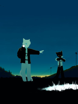 anthro black_body black_bottomwear black_clothing black_hair black_jacket black_pants black_topwear blue_eyes bottomwear clothing duo dusk field flashlight grass grass_field grassland gun hair handgun investigation jacket male male/male pants plant pointing_gun police police_badge police_officer police_uniform ranged_weapon revolver rolled_up_sleeves shirt sunset topwear uniform weapon white_body white_bottomwear white_clothing white_hair white_pants white_shirt white_topwear yellow_eyes dullanboi kiran_mann_(dullanboi) ming_yue_chen_(dullanboi) humanoid 3:4 hi_res