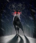 antlers backlighting breath brown_body brown_fur feral forest forest_background front_view fur glowing glowing_eyes hooves horn light looking_at_viewer male mouth_closed nature nature_background night outside plant quadruped red_eyes snow snowing snowstorm solo tree winter leda456 cervine deer elk mammal 2018 5:6 adobe_photoshop_(artwork) colored digital_media_(artwork) digital_painting_(artwork) hi_res lighting shaded