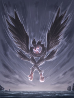anthro anthro_on_anthro avian_feet beak big_wings black_body black_feathers breasts claws duo egg eyes_closed feathered_wings feathers female grey_body grey_feathers heads_together holding_object hug intraspecies male male/female medium_breasts midair milestone motion_lines nude orange_beak orange_claws outside rock sea side_view spread_wings toe_claws water wind wings bassybefuddle conditional_dnp avian bird 2020 3:4 absurd_res hi_res