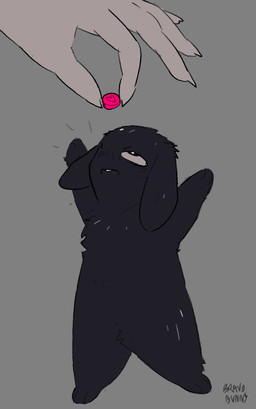 ambiguous_feral ambiguous_gender black_body black_fur duo faceless_character feral fur grey_background monotone_body monotone_fur reaching simple_background bravobunny lagomorph leporid mammal rabbit full-length_portrait hi_res portrait