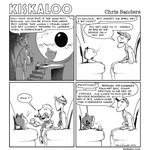 1:1 2016 ambiguous_gender anthro chair chris_sanders comic container cup detailed_background dialogue domestic_cat english_text eye_patch eyewear felid feline felis furniture greyscale group human humanoid inside julius_caesar kiskaloo machine male mammal monochrome ogo_(kiskaloo) on_chair robot sitting sitting_on_chair text trio url whiskers