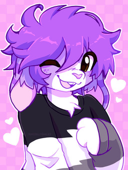 3_fingers anthro bangs brown_eyes buckteeth chest_tuft clothing female fingers freckled_face freckles fur hair heart_symbol inner_ear_fluff looking_at_viewer one_eye_closed open_mouth open_smile pink_nose purple_body purple_fur purple_hair shirt short_hair simple_background smile solo teeth topwear tuft white_body white_fur kingsillysmilez lagomorph leporid mammal rabbit 2025 3:4 cel_shading colored colored_sketch digital_drawing_(artwork) digital_media_(artwork) hi_res shaded sketch