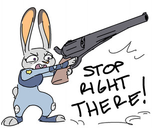 anthro buckteeth clothing dialogue dipstick_ears ear_markings female gun handgun holding_object holding_weapon markings multicolored_ears ranged_weapon revolver solo teeth text uniform weapon nobby_(artist) disney zootopia judy_hopps lagomorph leporid mammal rabbit aliasing binary_drawing digital_drawing_(artwork) digital_media_(artwork) english_text sketch