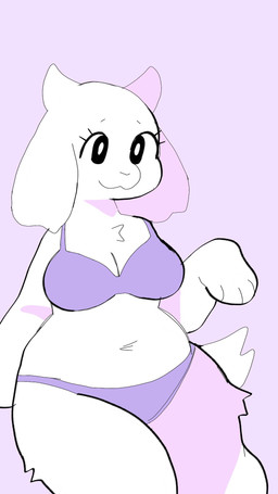 anthro bra breasts chest_tuft cleavage clothed clothing female panties purple_backpack purple_bra purple_clothing purple_panties purple_underwear solo tuft underwear puppkittyfan1 undertale_(series) toriel bovid caprine goat mammal 9:16 digital_media_(artwork) hi_res