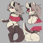 anthro areola areola_slip big_breasts big_butt breasts butt clothing collar female fingers grey_areola red_sclera spiked_collar spikes thong underwear caliginous helluva_boss mythology loona_(helluva_boss) canid canid_demon canine demon hellhound mammal mythological_canine mythological_creature 2023 digital_media_(artwork) hi_res