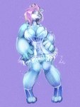 anthro barefoot biped breasts clothing feet female fishnet_clothing fishnet_legwear hair legwear pink_hair purple_background simple_background solo standing dlost bear mammal species_request 2016 3:4 full-length_portrait hi_res portrait