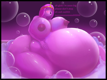 bath belly belly_expansion blush breasts bubble butt butt_expansion candy crown dessert expansion female food growing growth gum headgear inflation nipples not_furry nude obese obese_female obese_humanoid orgasm overweight overweight_female overweight_humanoid princess royalty solo tiara water unknown_artist adventure_time cartoon_network princess_bubblegum food_creature humanoid living_candy