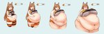 belly big_belly big_breasts bodily_fluids breasts brown_hair clothing drooling female gameplay_mechanics hair hand_on_belly huge_belly huge_breasts huge_thighs morbidly_obese morbidly_obese_female morbidly_obese_humanoid navel obese obese_female obese_humanoid open_mouth open_smile overweight overweight_female overweight_humanoid red_eyes saliva simple_background smile solo stuffing thick_thighs torn_clothing wardrobe_malfunction weight_gain requinn arknights hypergryph studio_montagne ceobe_(arknights) animal_humanoid canid canid_humanoid humanoid mammal mammal_humanoid 2021 hi_res