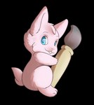 ambiguous_gender anthro blue_eyes chibi fur holding_object pink_body pink_fur simple_background solo transparent_background young young_anthro akiweirdo inkbunny lagomorph leporid mammal rabbit alpha_channel