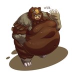 anthro belly biped black_nose brown_body kemono obese overweight simple_background solo text qmdk1234 nintendo pokemon pokemon_legends_arceus bear generation_8_pokemon mammal pokemon_(species) ursaluna 1:1 2022 absurd_res hi_res korean_text