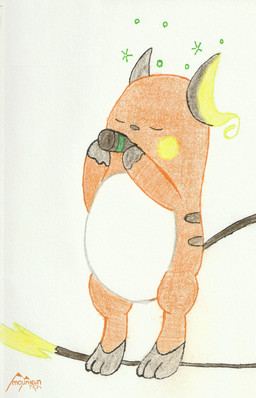 alcohol ambiguous_gender beverage bubble drinking drunk drunk_bubble feral solo substance_intoxication mountainrich nintendo pokemon generation_1_pokemon pokemon_(species) raichu absurd_res hi_res traditional_media_(artwork)